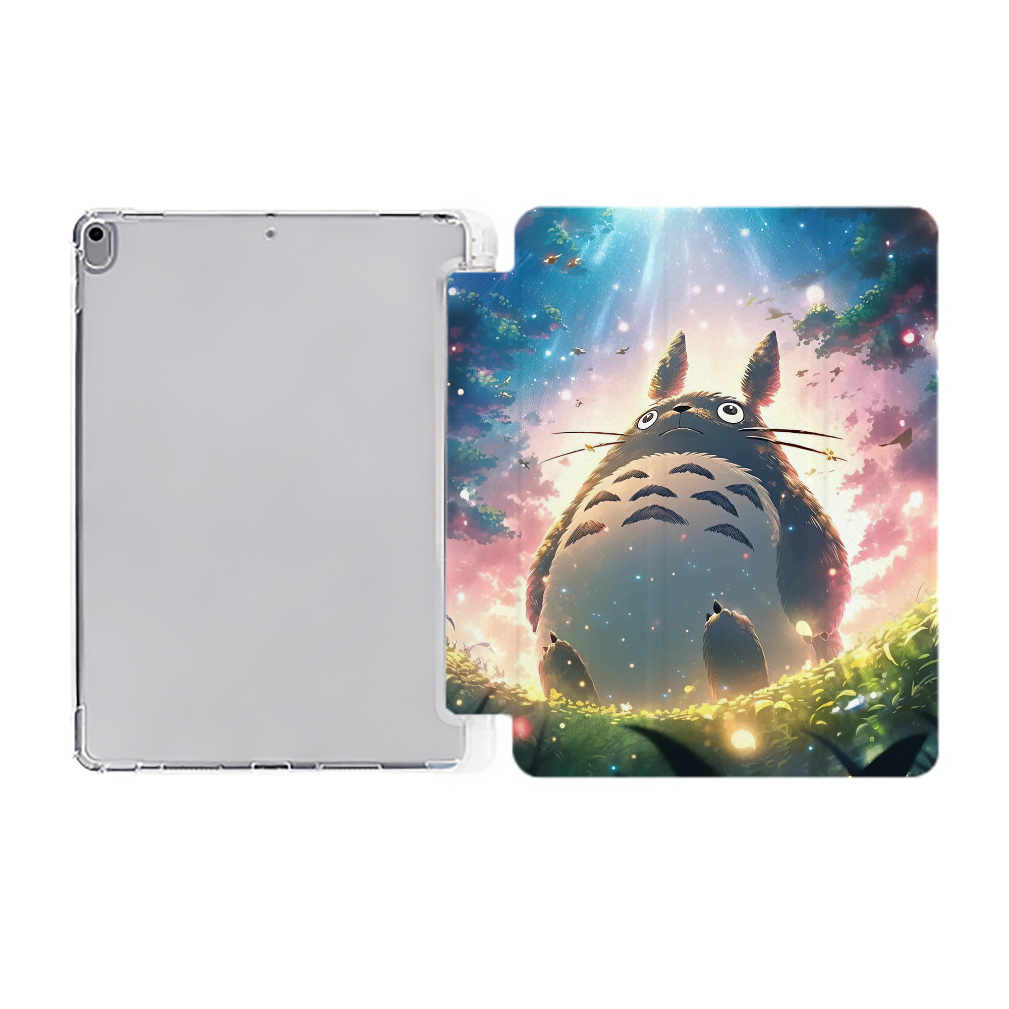 （画像用） となりのトトロ 草壁メイ 草壁サツキ My Neighbor Totoro Satsuki Kusakabe Mei Kusakabe IPad ケース ペン収納付き 三つ折りスタンド PUレザー×シリコン 対応機種9.5/10.5/10.9インチ